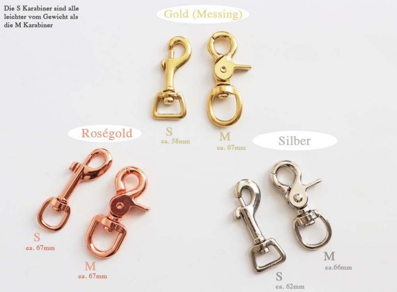 Beschläge für Hundeleinen Karabiner und Ringe in Rosegold, Gold und Silber