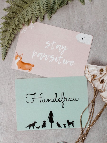 Postkarte 2er Pack *Hundefrau* & *stay pawsitive*