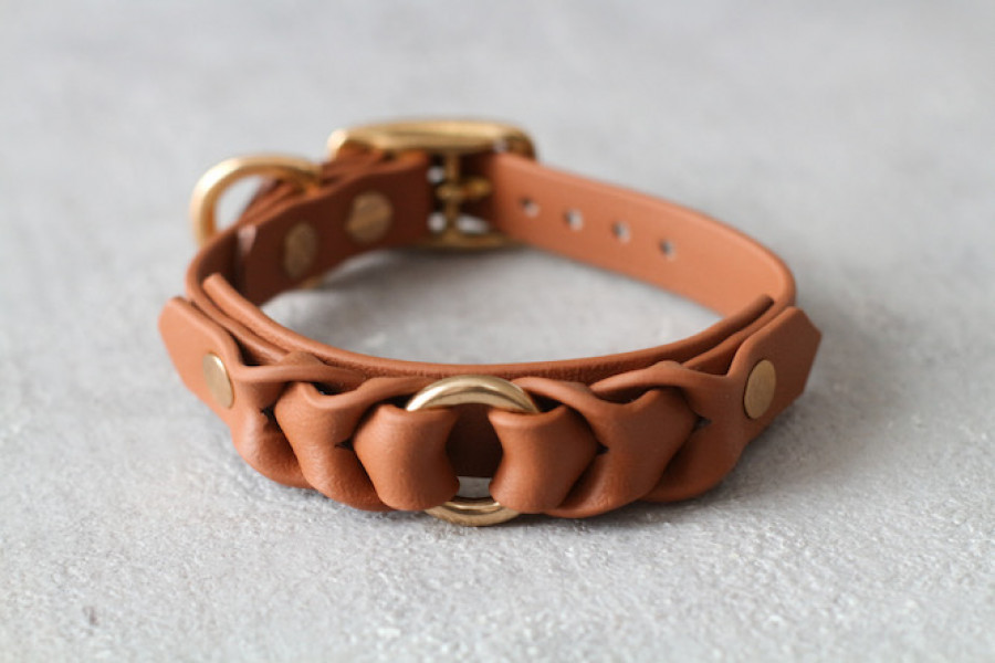 Biothane Halsband Premium kleine Hunde cognac